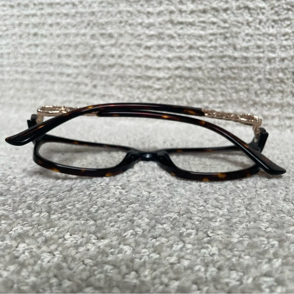 GUESS Tortoise Plastic Gold Tone Rhinestone Optical Eyeglasses Frame 51-17-135